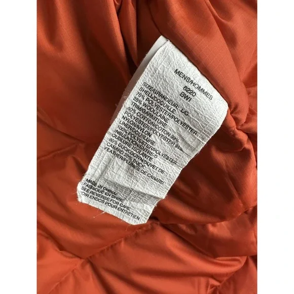 Woolrich 550 Fill Down Herringbone Wool Blend Barn Coat Jacket Mens Large Brown - Picture 12 of 15